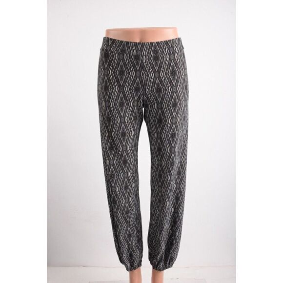 Viereck Womens Joggers Black Hannity Indeed Stretch Pants L Large geometric NWT - Picture 1 of 6